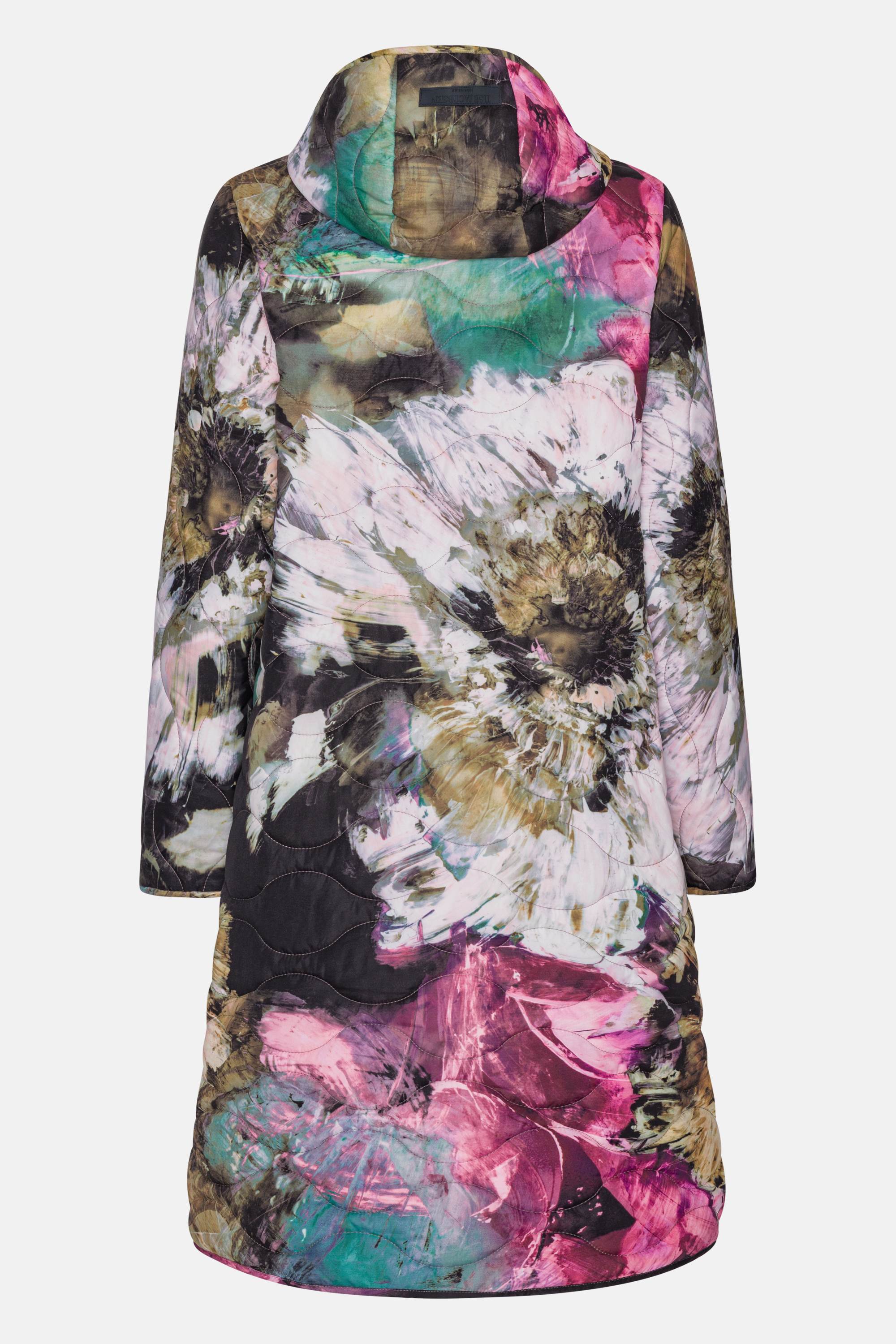 Long Quilt Coat - Artistic Flower Print